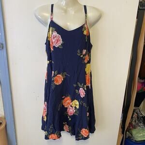 Old Navy Womens Cami Fit & Flare Dress Size M Navy Floral Mini Cottagecore Beach
